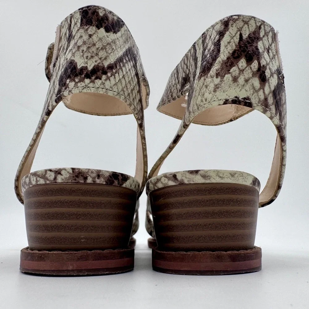 Vince‎ Camuto Womens Leather Snakeskin Print Strappy Sandals Tan Brown 8M | 38.5